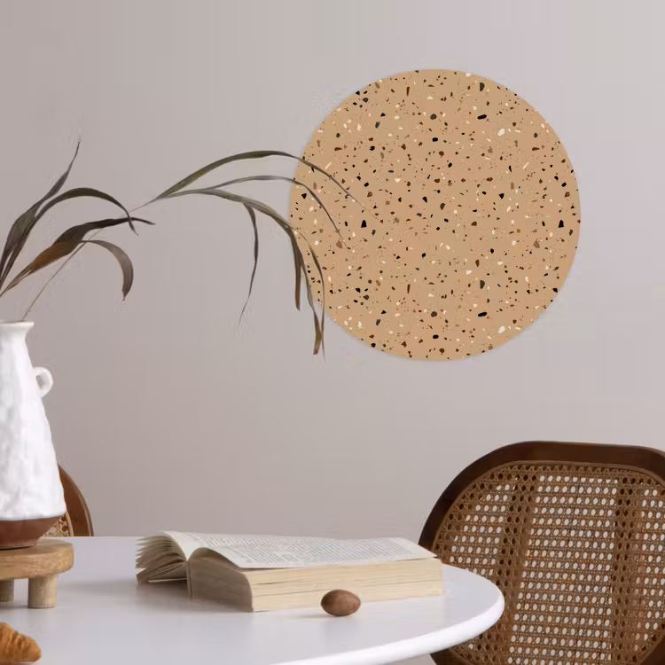 Terrazzo - Patroon - Beige Wandcirkel behangsticker klein 186 -sfeer3