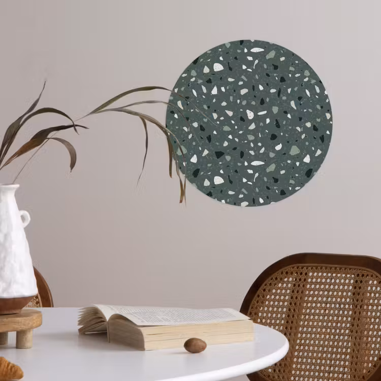 Terrazzo - Patroon - Kleurrijk - Groen Wandcirkel behangsticker klein 186 -sfeer3