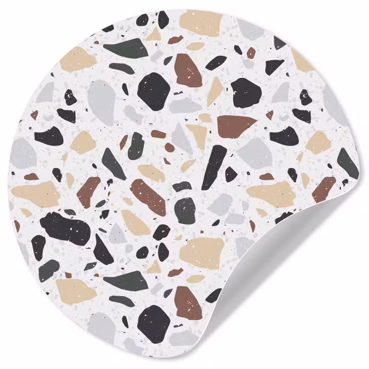 Terrazzo - Patroon - Kleurrijk - Klei Wandcirkel behangsticker klein 186 -3d