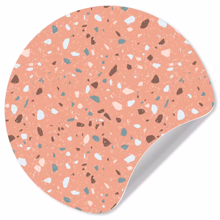 Terrazzo - Patroon - Kleurrijk - Roze - Blauw Wandcirkel behangsticker klein 186 -3d