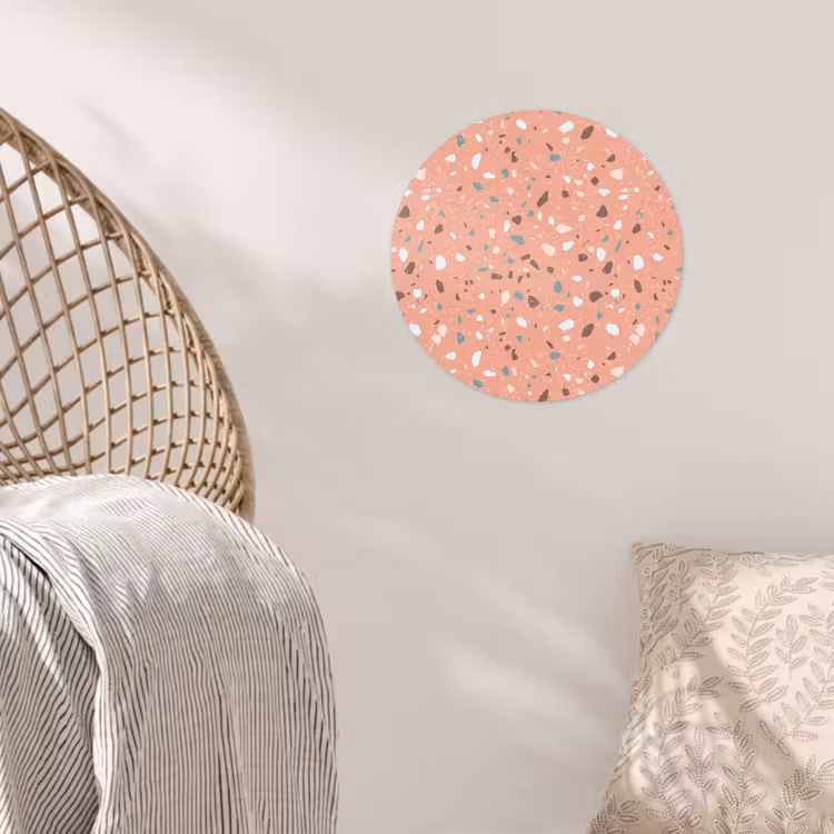 Terrazzo - Patroon - Kleurrijk - Roze - Blauw Wandcirkel behangsticker klein 186 -sfeer4