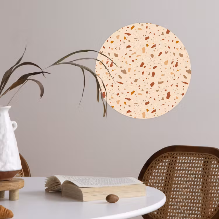 Terrazzo - Patroon - Kleurrijk - Steen Wandcirkel behangsticker klein 186 -sfeer3