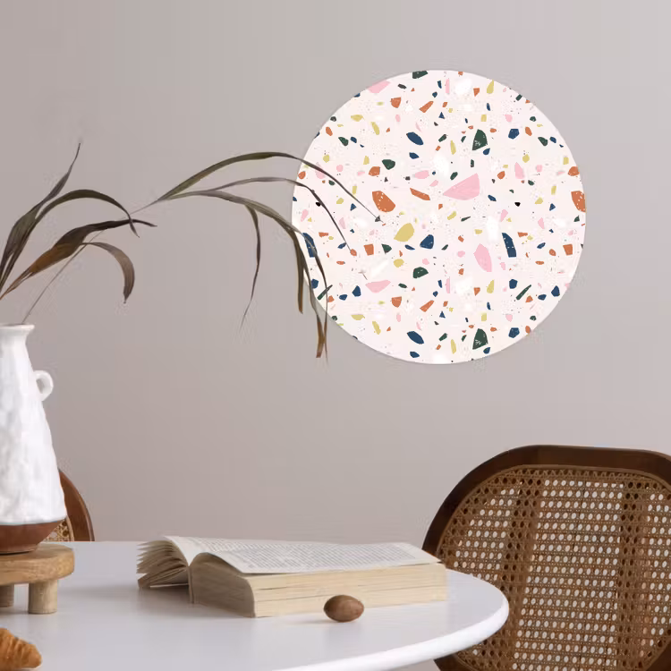 Terrazzo - Patroon - Kleurrijk Wandcirkel behangsticker klein 186 -sfeer3