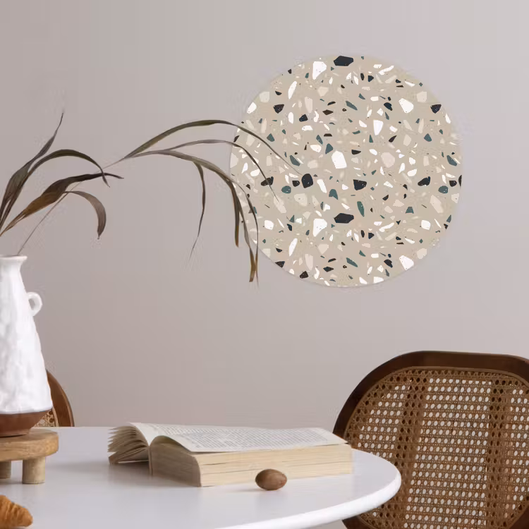 Terrazzo - Patroon - Groen Wandcirkel behangsticker klein 186 -sfeer3
