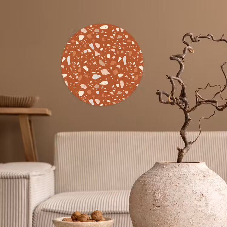 Terrazzo - Patroon - Klei Wandcirkel behangsticker klein 186 -sfeer1