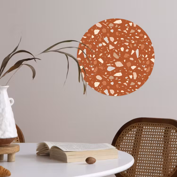 Terrazzo - Patroon - Klei Wandcirkel behangsticker klein 186 -sfeer3