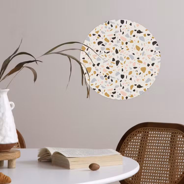 Terrazzo - Patroon - Neutraal - Zacht - Multi Wandcirkel behangsticker klein 186 -sfeer3