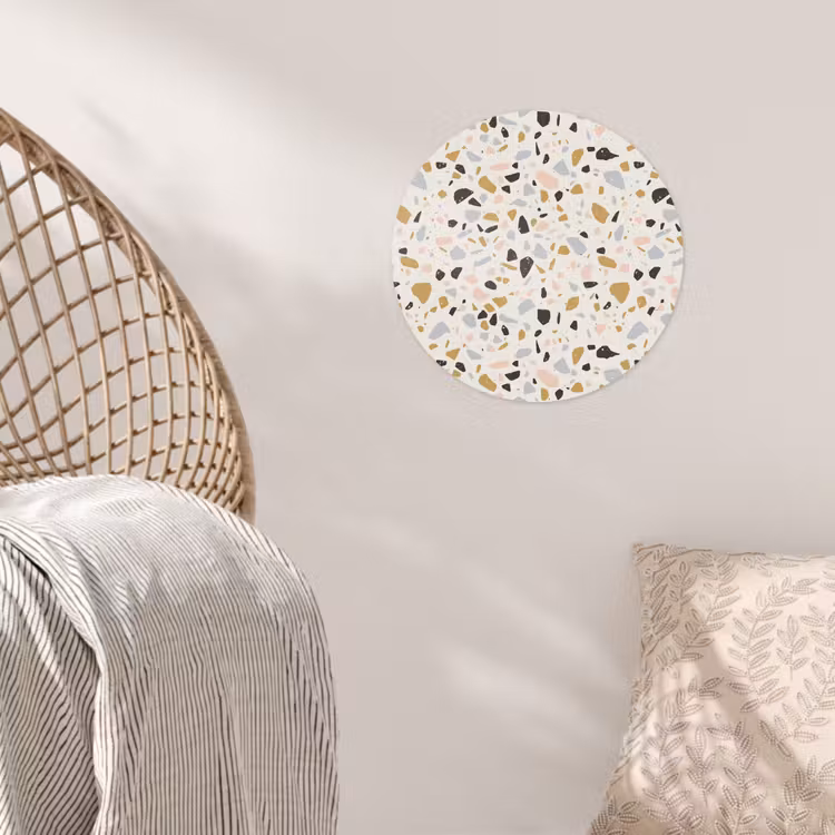 Terrazzo - Patroon - Neutraal - Zacht - Multi Wandcirkel behangsticker klein 186 -sfeer4