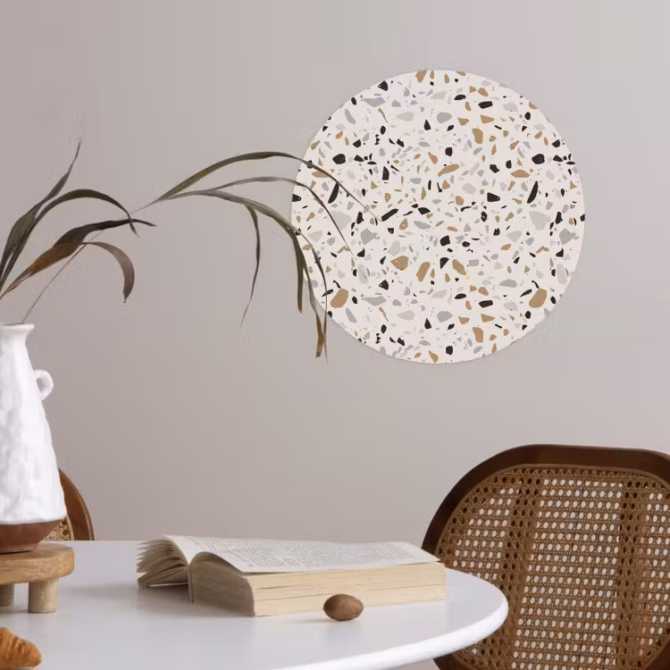 Terrazzo - Patroon - Staal Wandcirkel behangsticker klein 186 -sfeer3