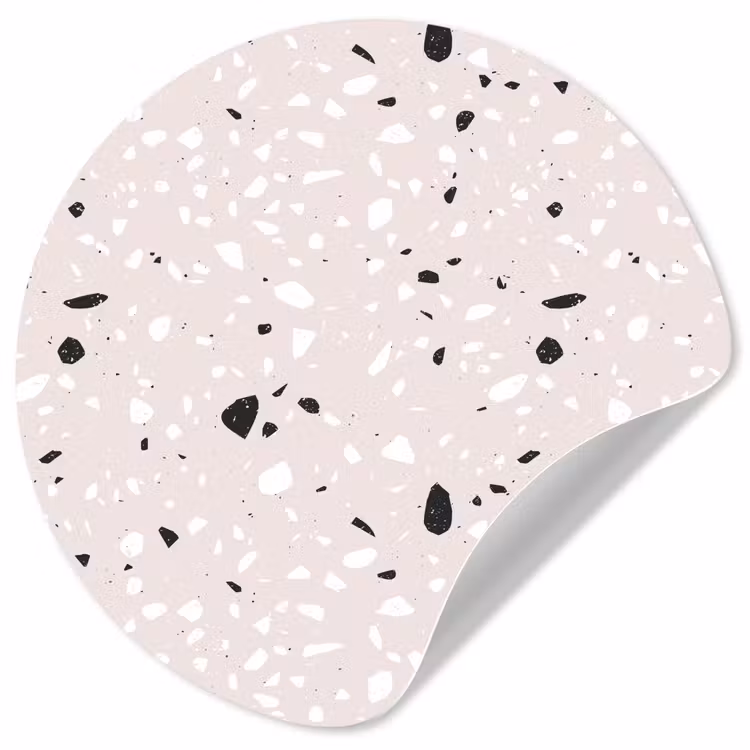 Terrazzo - Patroon - Zacht - Zwart - Wit Wandcirkel behangsticker klein 186 -3d