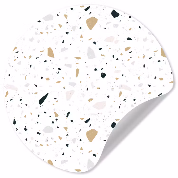 Terrazzo - Patroon - Wit - Neutraal Wandcirkel behangsticker klein 186 -3d