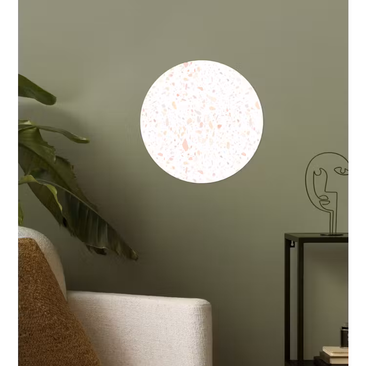 Terrazzo - Patroon - Wit - Perzik Wandcirkel behangsticker klein 186 -sfeer2