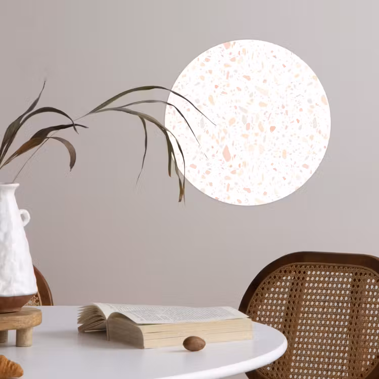 Terrazzo - Patroon - Wit - Perzik Wandcirkel behangsticker klein 186 -sfeer3