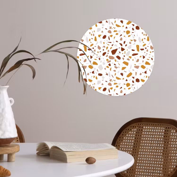 Terrazzo - Patroon - Wit - Urban Wandcirkel behangsticker klein 186 -sfeer3