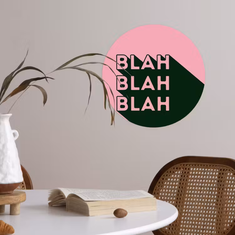 Tekst - Grafisch - Groen - Schaduw Wandcirkel behangsticker klein -sfeer3