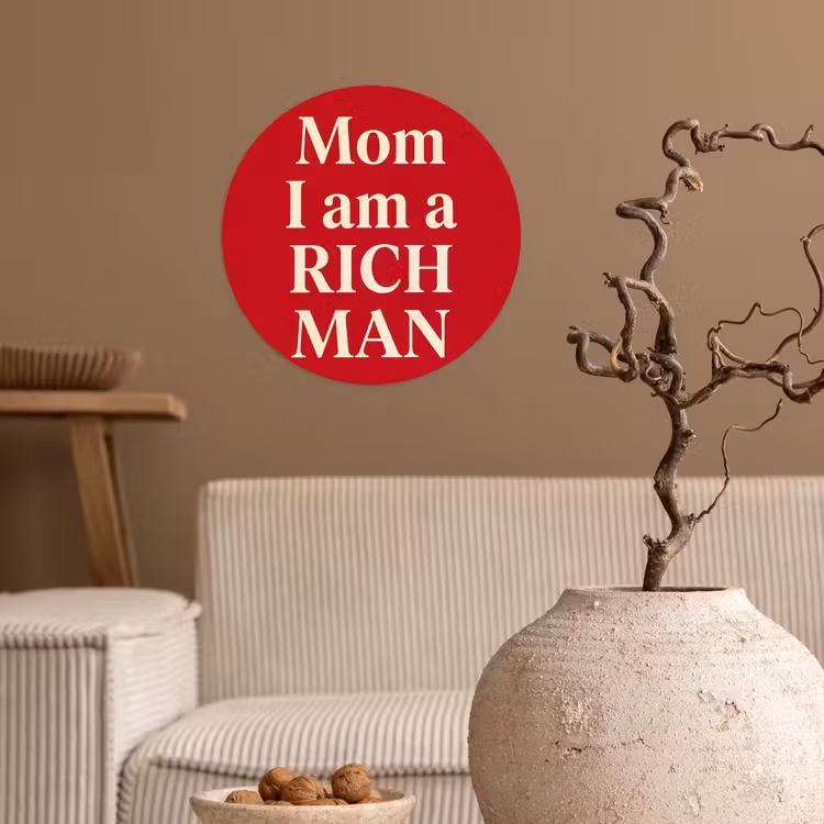 Tekst - Rijkdom - Motivatie - Rood - Modern Wandcirkel behangsticker klein -sfeer1