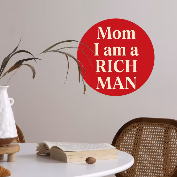 Tekst - Rijkdom - Motivatie - Rood - Modern Wandcirkel behangsticker klein -sfeer3