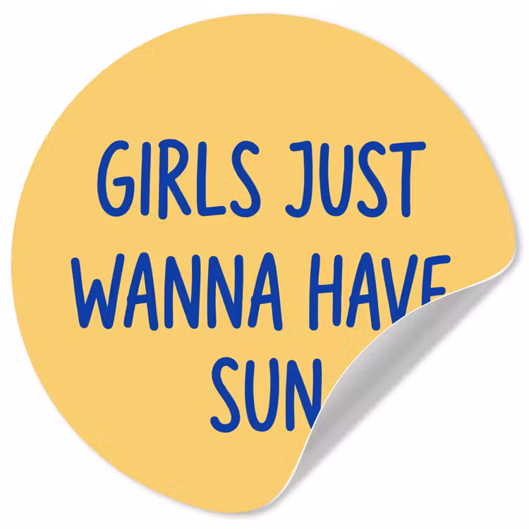 Tekst - Zon - Zomer - Modern - Geel Wandcirkel behangsticker klein -3d