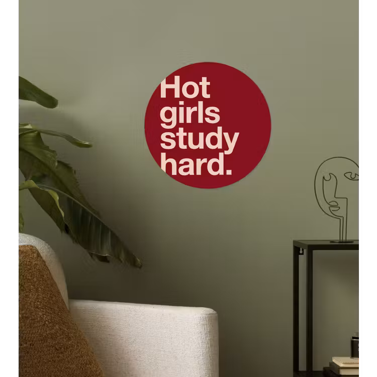 Tekst - Studie - Motivatie - Modern - Rood Wandcirkel behangsticker klein -sfeer2