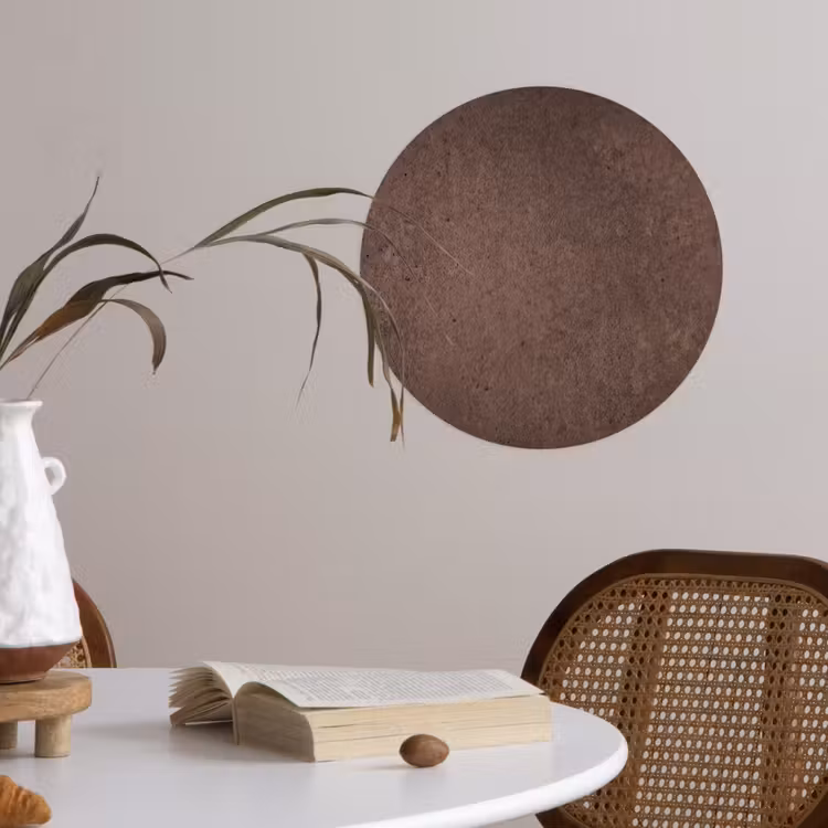 Textuur - Beton - Abstract - Donker - Bruin Wandcirkel behangsticker klein -sfeer3