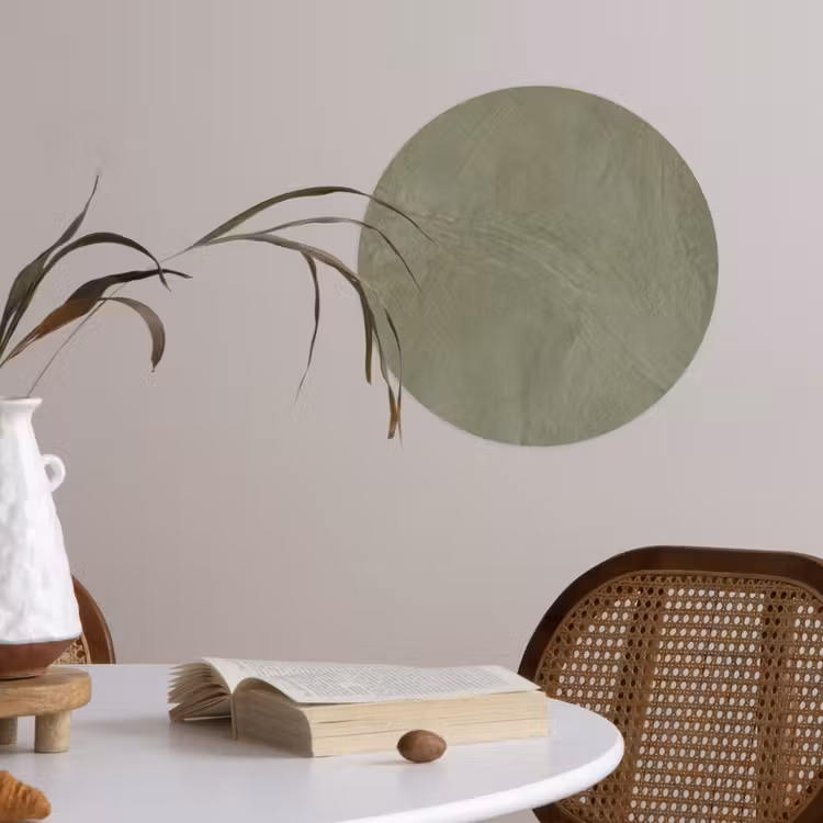 Textuur - Betonlook - Achtergrond - Modern - Groen Wandcirkel behangsticker klein -sfeer3