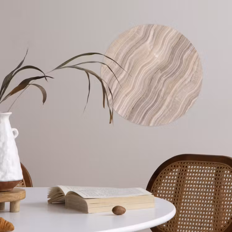 Textuur - Golvend - Abstract - Modern - Beige Wandcirkel behangsticker klein -sfeer3
