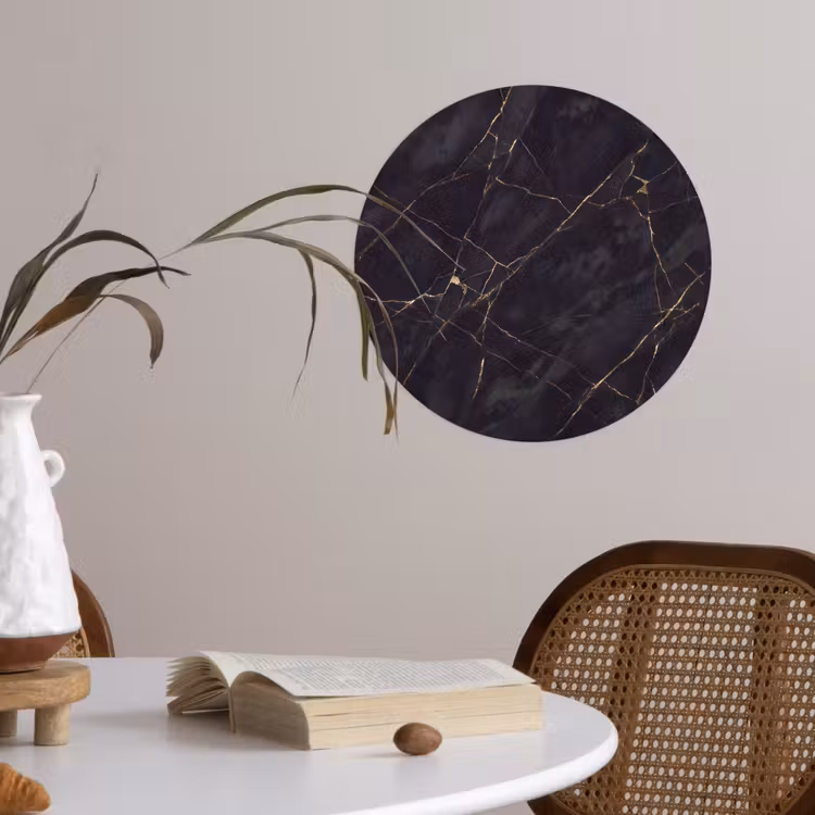 Textuur - Gouden lijnen - Abstract - Modern - Zwart Wandcirkel behangsticker klein -sfeer3