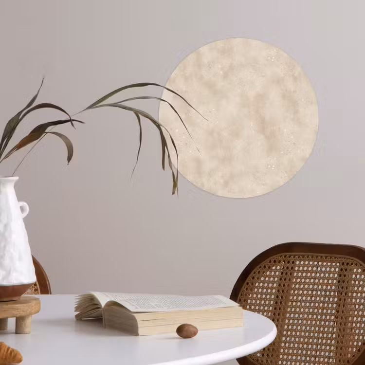 Structuur - Spikkels - Beige Wandcirkel behangsticker klein 186 -sfeer3