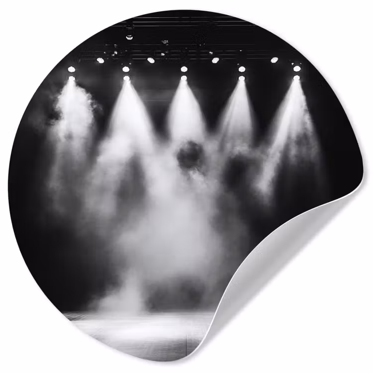 Theaterzaal - Mist - Spotlights - Zwart Wandcirkel behangsticker klein -3d