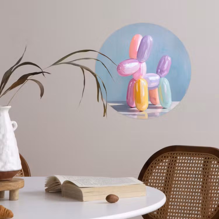 Dier - Ballon - Pasteltinten - Glanzend Wandcirkel behangsticker klein -sfeer3