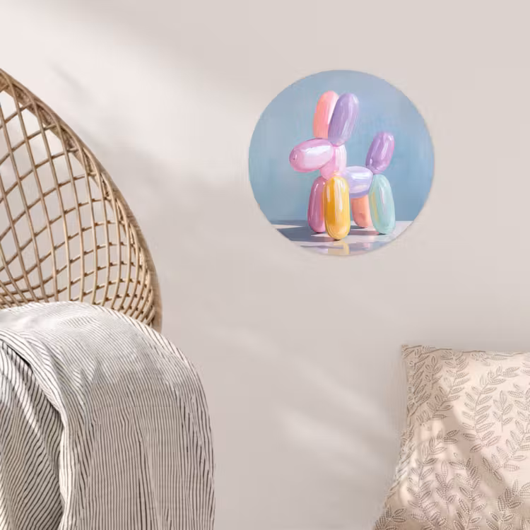 Dier - Ballon - Pasteltinten - Glanzend Wandcirkel behangsticker klein -sfeer4