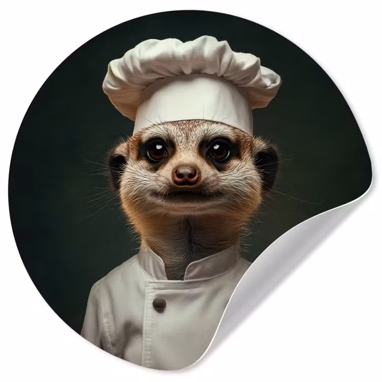Dier - Kok - Stokstaartje Wandcirkel behangsticker klein -3d