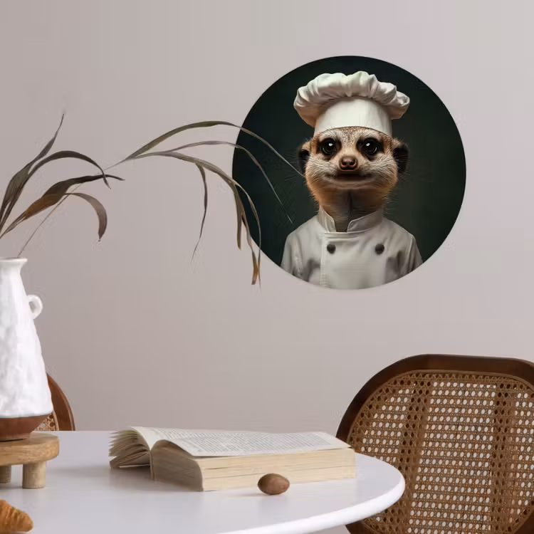 Dier - Kok - Stokstaartje Wandcirkel behangsticker klein -sfeer3