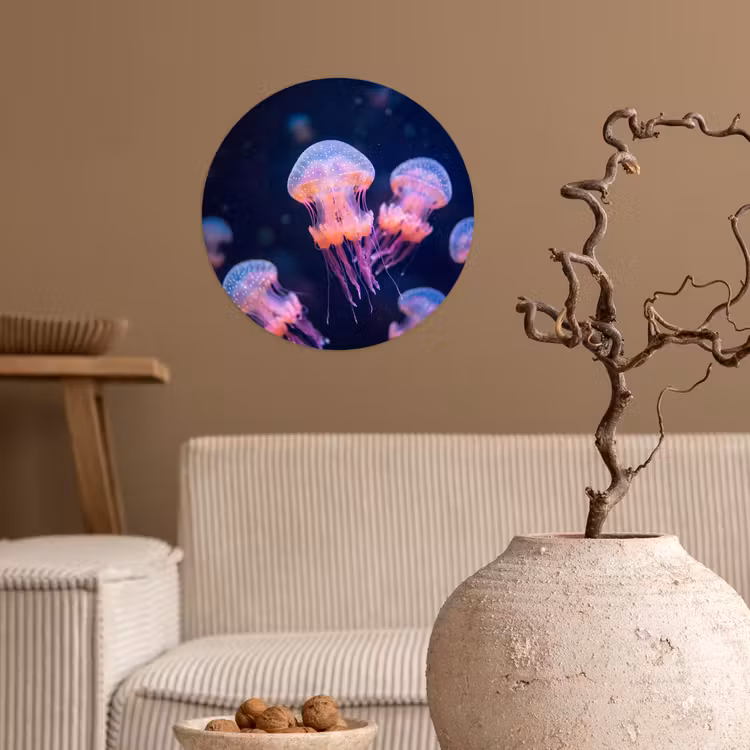 Dier - Onderwater - Natuur - Roze - Mysterieus Wandcirkel behangsticker klein -sfeer1