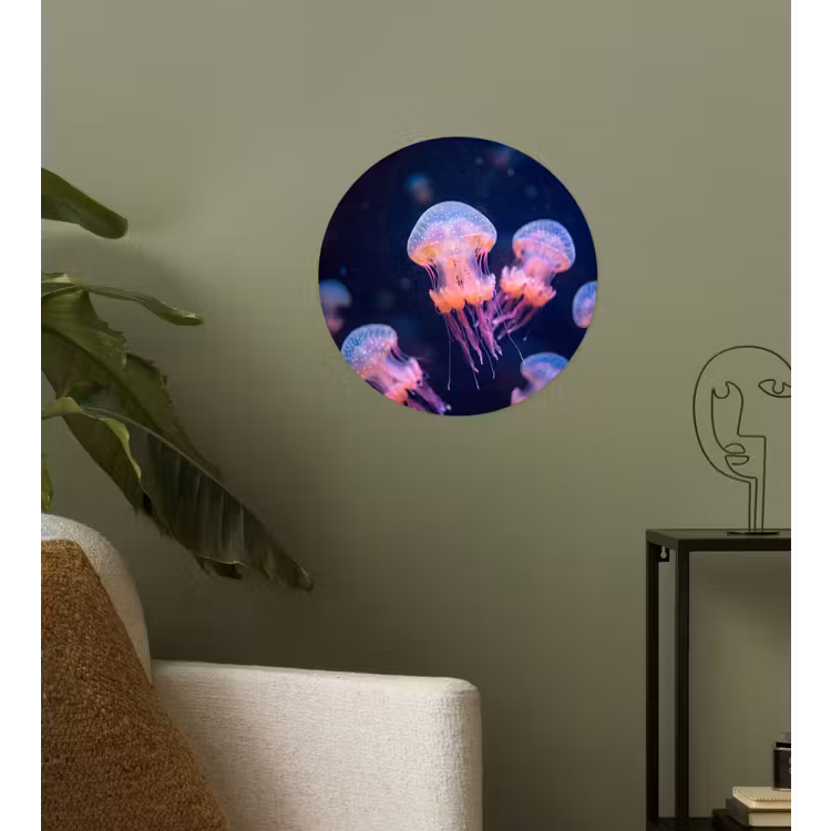 Dier - Onderwater - Natuur - Roze - Mysterieus Wandcirkel behangsticker klein -sfeer2