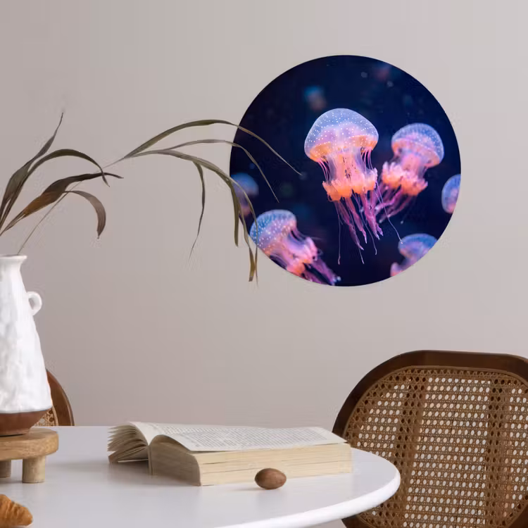 Dier - Onderwater - Natuur - Roze - Mysterieus Wandcirkel behangsticker klein -sfeer3
