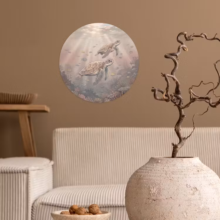 Dier - Onderwater - Oceaan - Illustratie - Zeeleven Wandcirkel behangsticker klein -sfeer1