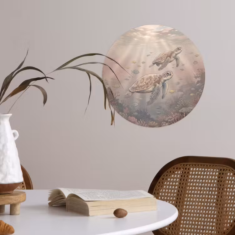Dier - Onderwater - Oceaan - Illustratie - Zeeleven Wandcirkel behangsticker klein -sfeer3