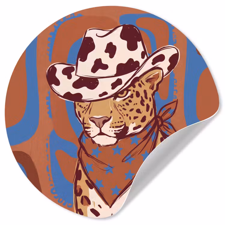 Dieren - Cowboyhoed - Modern - Illustratie - Bruin Wandcirkel behangsticker klein -3d