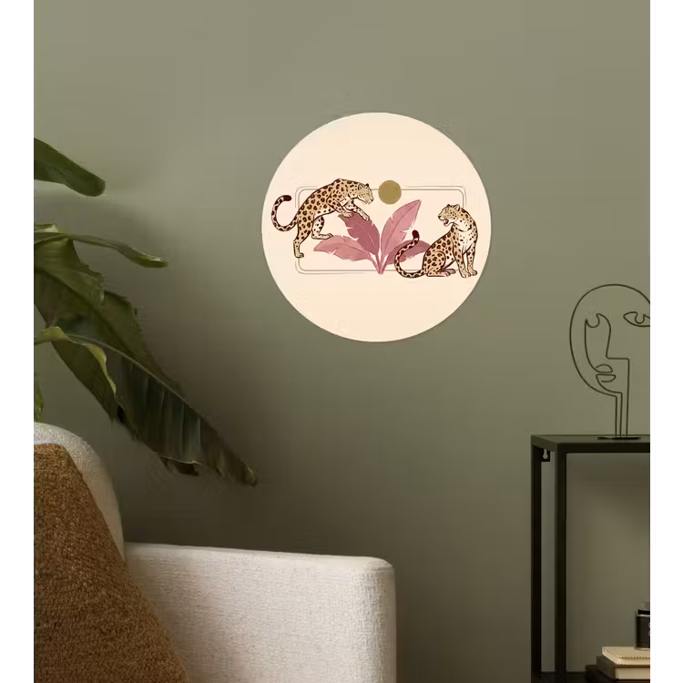 Dieren - Kat - Jungle - Illustratie - Beige Wandcirkel behangsticker klein -sfeer2