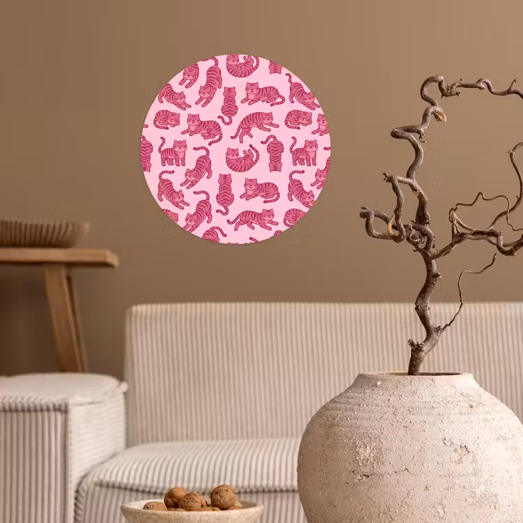 Dieren - Patroon - Roze - Speels - Cartoon Wandcirkel behangsticker klein -sfeer1