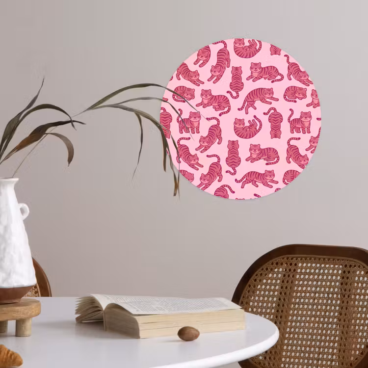 Dieren - Patroon - Roze - Speels - Cartoon Wandcirkel behangsticker klein -sfeer3