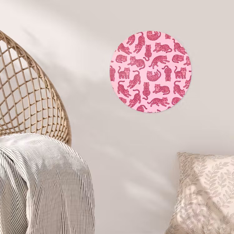 Dieren - Patroon - Roze - Speels - Cartoon Wandcirkel behangsticker klein -sfeer4