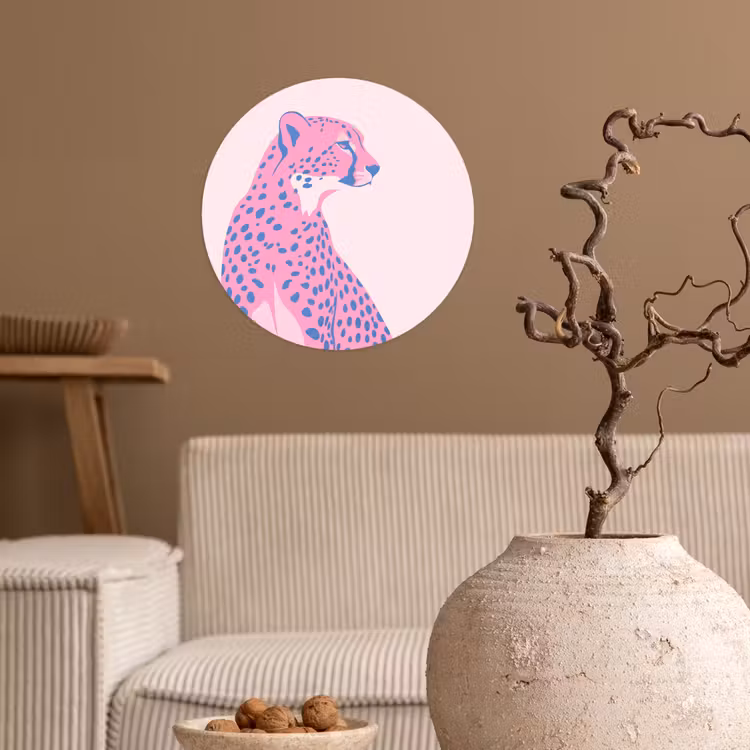 Dieren - Profiel - Abstract - Roze - Blauw Wandcirkel behangsticker klein -sfeer1