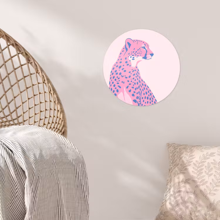 Dieren - Profiel - Abstract - Roze - Blauw Wandcirkel behangsticker klein -sfeer4