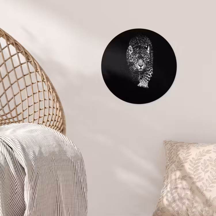 Dieren - Zwart - Luipaard - Wit - Wild Wandcirkel behangsticker klein -sfeer4