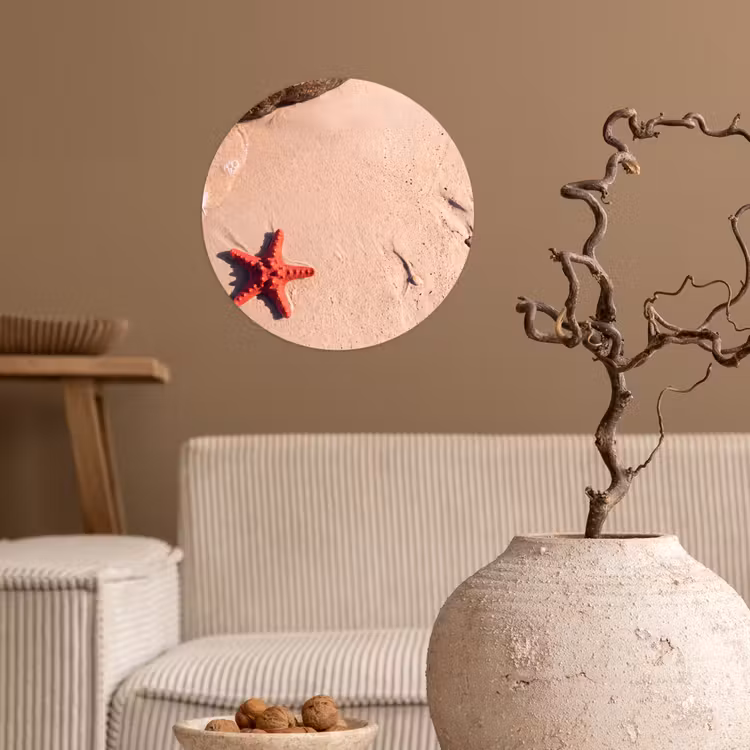 Dieren - Strand - Zee - Natuur - Rood Wandcirkel behangsticker klein -sfeer1