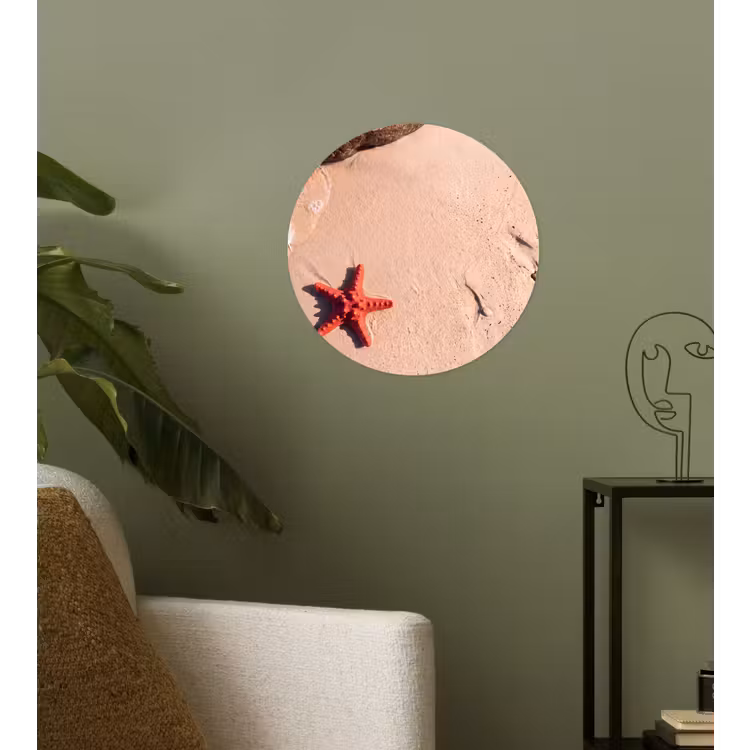 Dieren - Strand - Zee - Natuur - Rood Wandcirkel behangsticker klein -sfeer2