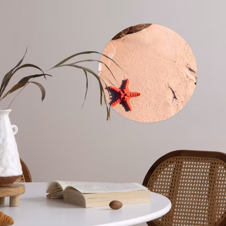 Dieren - Strand - Zee - Natuur - Rood Wandcirkel behangsticker klein -sfeer3