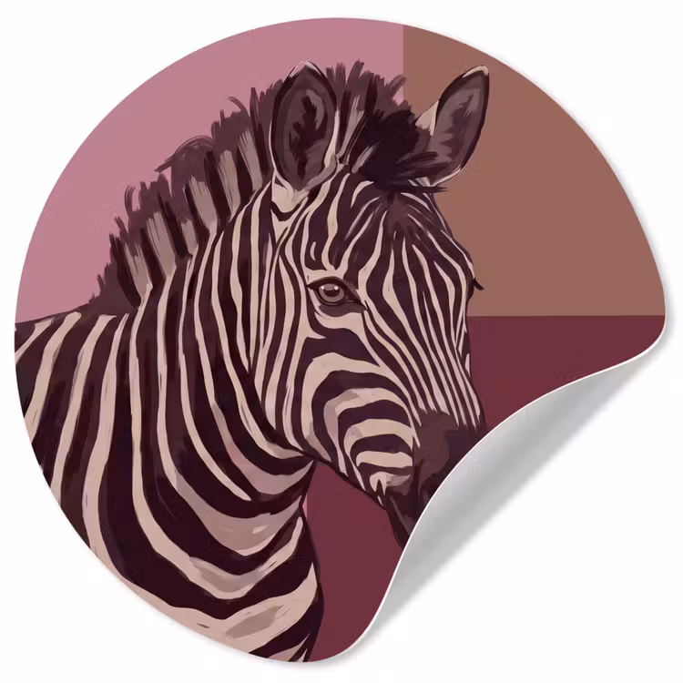 Dieren - Zebrahoofd - Wildlife - Modern - Bruin Wandcirkel behangsticker klein -3d